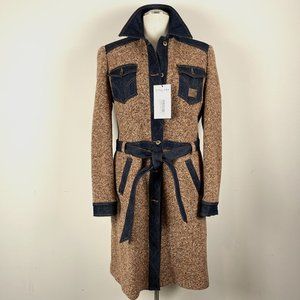 Luxury Dolce & Gabbana Denim & Tweed Trench Coat